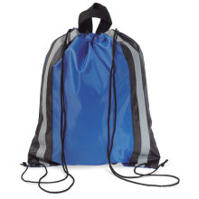 Drawstring Bag in 190t Polyester with Reflective Sides and Short Handles
